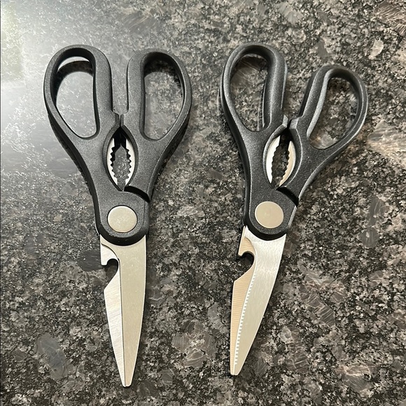 Set of 2 Black Stainless Steel Kitchen Scissors MultiTool NWOT - Picture 4 of 7